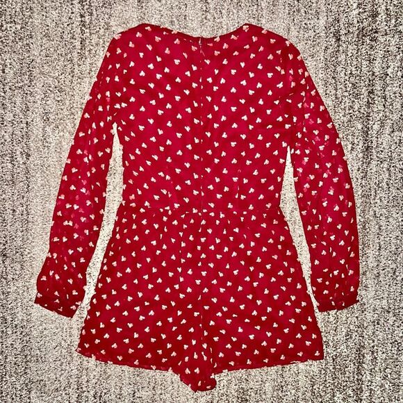Abercrombie & Fitch Women's Deep Red Floral Romper Size 00 - Picture 9 of 9